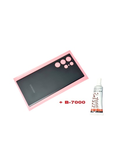 Tkgz Samsung Galaxy Uyumlu S22 Ulta Arka Pil Batarya Kapağı Cam+b-7000 Siyah
