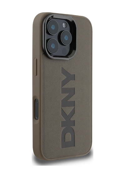 Apple iPhone 16 Pro Max Uyumlu Kılıf Dkny Lisanslı Magsafe Şarj Özellikli Pu Deri Plain Kapak Kahverengi