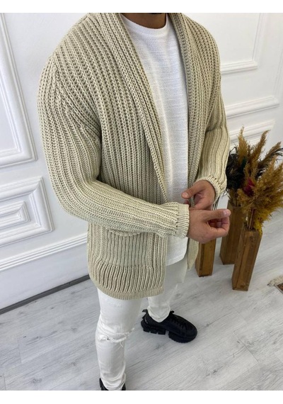 Elku Moda Elkumoda Hırka Kalın Örgü Şal Yaka Cepli Panço Triko Hırka-HIRKA2092