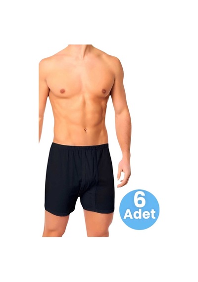 Uniquetrenders Erkek Rahat Kesim Paçalı Pamuklu Külot Boxer 6'lı Set Siyah