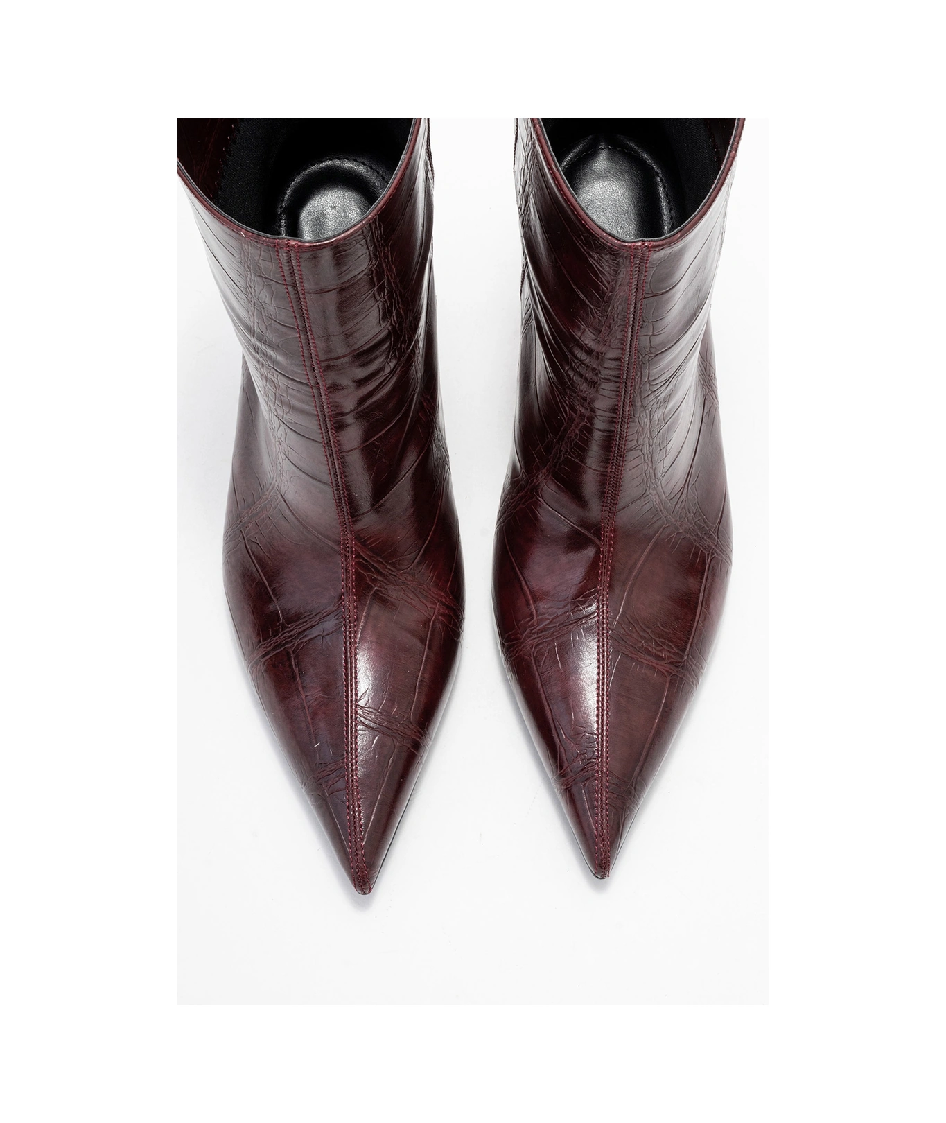 Luvishoes Luvi Shoes Nuvıa Bordo Baskı Sivri Burunlu Kadın Topuklu Bot Bordo