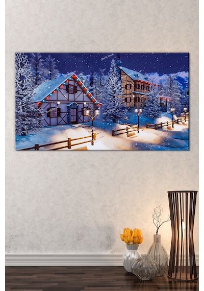 Yeni Yıl, New Year, Yılbaşı Doğa Manzara Dekoratif Kanvas Tablo (7 Farklı Ölçü) 140 x 70