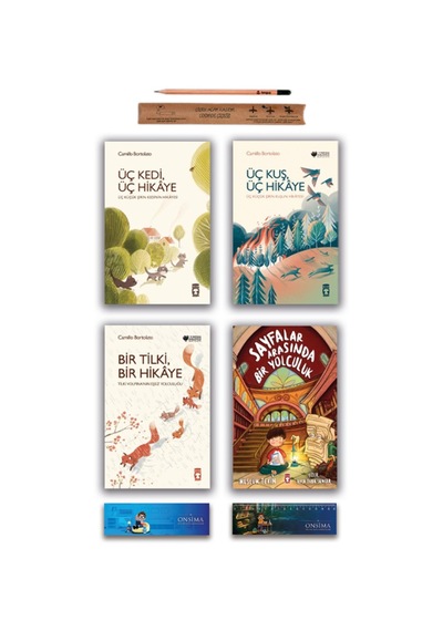 Timaş Çocuk Sayfalar Arasında Bir Yolculuk - Üç Kedi - Üç Kuş Üç Hikaye - Bir Tilki Bir Hikaye Set 4 Kitap
