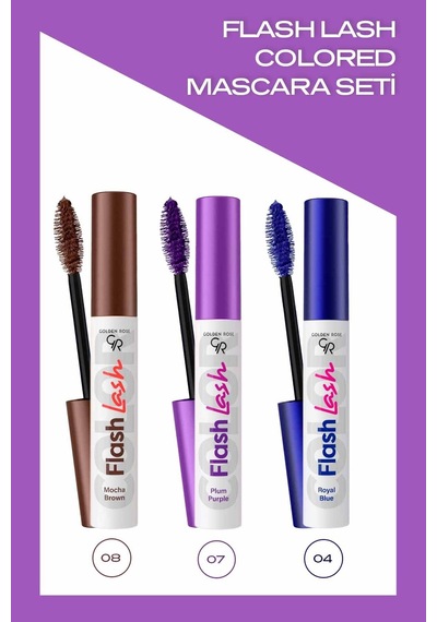 Flash Lash Colered Mascara - 3'lü Renkli Maskara Seti  04 - 07 - 08