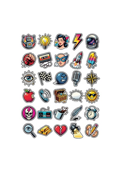 30 Adet Retro Pop Art Çizgi Roman Sticker Seti - Laptop Defter Telefon İçin Çok Renkli