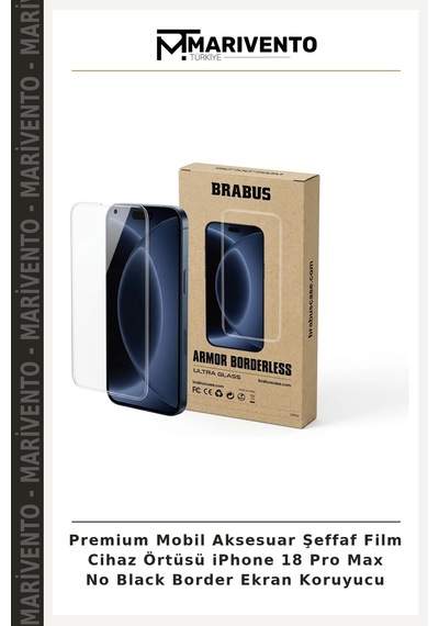 Premium Mobil Aksesuar Şeffaf Film Cihaz Örtüsü İphone 18 Pro Max No Black Border Ekran Koruyucu