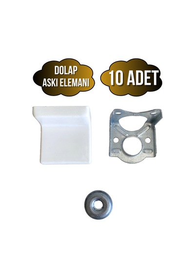 Dolap Askı Elemanı Mobilya Duvar Askı Aparatı Beyaz 10 Adet Beyaz