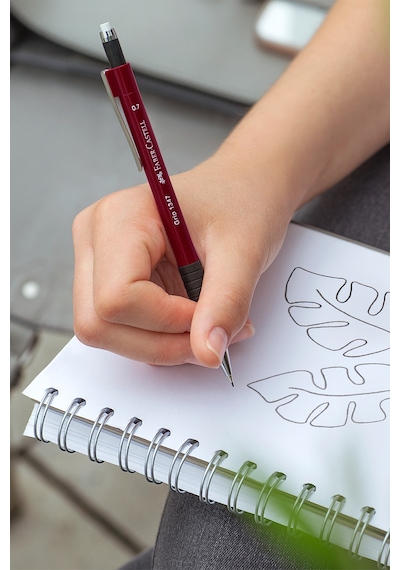 Faber-Castell Grip 1347 Versatil Kalem, 0.7 mm, Bordo, Ergonomik Tutuş, Yaylı Uç, Uzun Silgi, Modern Tasarım