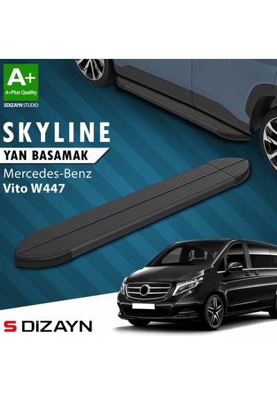 S-dizayn Mercedes Vito W447 Kısa Şase Skyline Siyah Yan Basamak 233 Cm 2014 Üzeri A+ Kalite