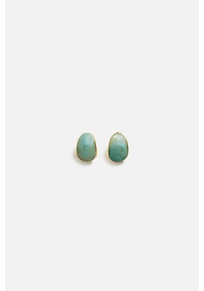 Oval Minimal Küpe Mavi
