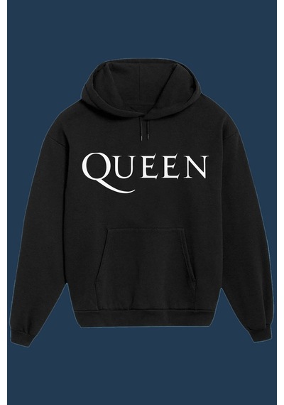 Startmore Unisex Beyaz Queen Baskılı Sweatshirt Siyah