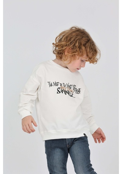 Toontoy Kids Toontoy Erkek Çocuk Tnty Design Baskılı Sweatshirt Ekru
