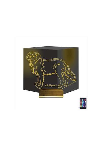 Luvivia Köpek Golden Kişiye Özel 3d Lamba - Masa Gece Lambası Şeffaf