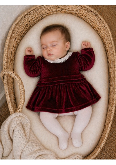 Babyhola Kız Bebek Çocuk Kadife Elbise Şık Bayramlık Nostaljik Retro Koleksiyon 13542 Bordo