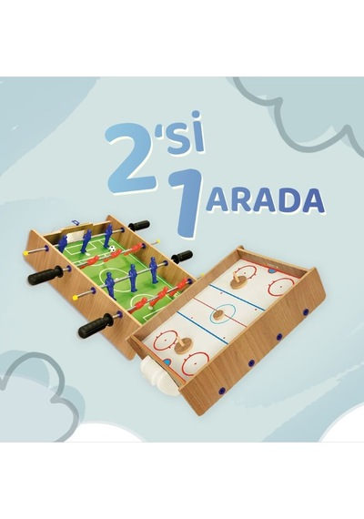 Ahşap Hokey Ve Masa Maçı Oyun Seti 2si 1 Arada