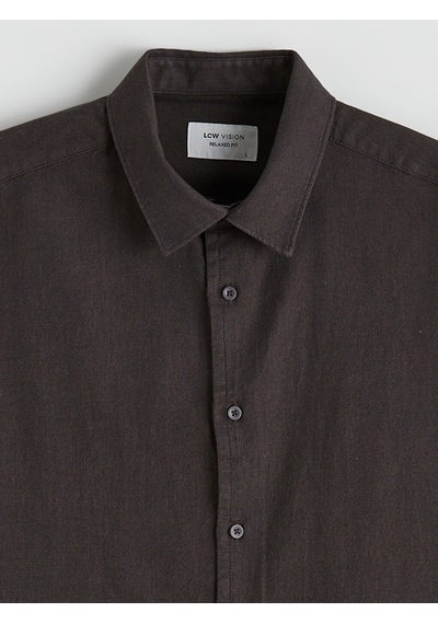 Lcw Vision Kahverengi Regular Fit Uzun Kollu Gabardin Erkek Gömlek