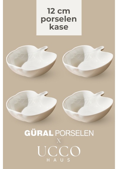 4 Adet Porselen Kase Çerezlik Kahvaltılık Meyve Tabağı Tatlı Sunum Tabağı 12 Cm Kahvaltılık Tabak beyaz