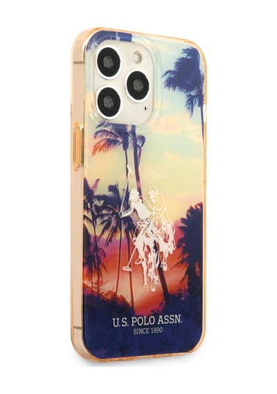 Apple iPhone Uyumlu 14 Pro Max Kılıf U.s. Polo Assn. Renkli Ağaç Baskılı Dizayn Kapak