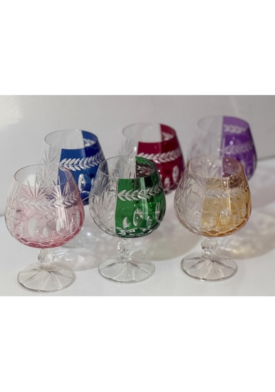 Bohemia Kristal Bardak Lüsterli 250 Cc 6 Adet Çok Renkli