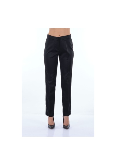 Garni Minimalist Yüksek Bel Regular Fit Kadın Pantolon Siyah