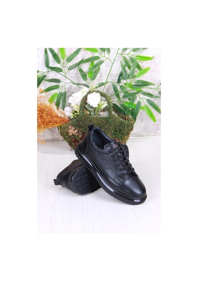 Mehmet Mete 42465 Rahat Hakiki Deri Sneaker Erkek Ayakkabı Siyah