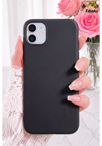 Fibaks iPhone 11 Uyumlu Kılıf Lansman Içi Kadife Soft Yumuşak Dokulu Liquid Silikon Kapak Siyah