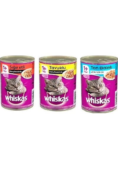 Whiskas 3 Çeşit Karışık Yetişkin Konserve Kedi Maması 24 x 400 G