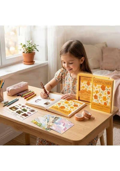 Vintage Çiçek Desenli A6 Günlük Ve Ajanda Hediye Seti - Estetik Scrapbooking Ve Günlük Süsleme Kit Kutusu 116 Parça Yeşil