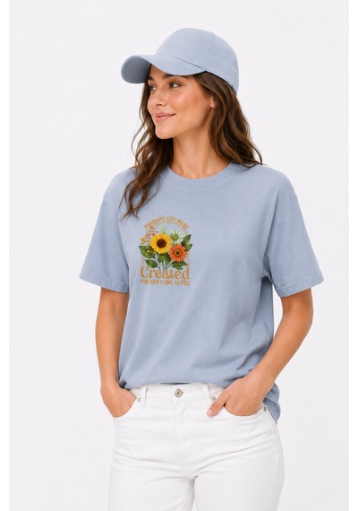 Bayloranzzo Perhaps %100 Pamuk Heavy Cotton Premium Kalite Kadın Tişört Gri