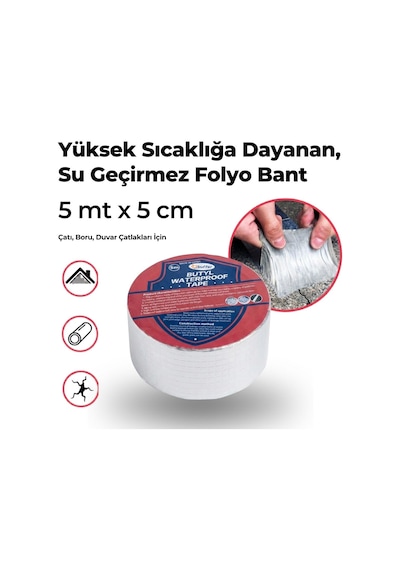 Plentiful Yüksek Sıcaklık Dayanan Su Geçirmez Çatı Boru Duvar Çatlak Onarıcı Yapışkan Bant Folyo 5 Cm