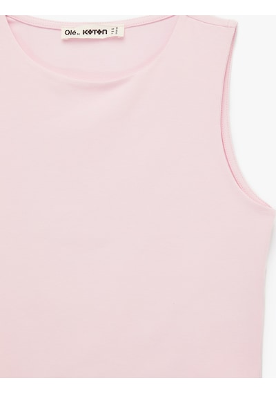 Koton Kolsuz Bisiklet Yaka Slim Fit Crop Bluz Pembe 6sal30050ık Gül