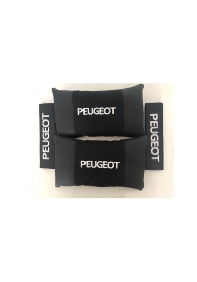 Peugeot Nakışlı Deri 1 Çift Boyun Yastık Ve Kemer Pedi