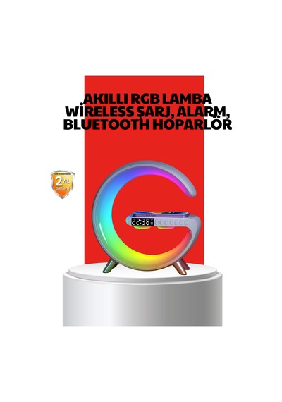 Kablosuz - 756 - Şarjlı Atmosfer Lambası Bluetooth Hoparlör Ve Akıllı - Muratech - Alarm Özellikli
