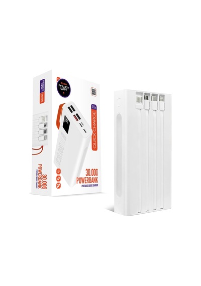 Powerway QC30S 30000 Mah Dijital Göstergeli Powerbank Beyaz