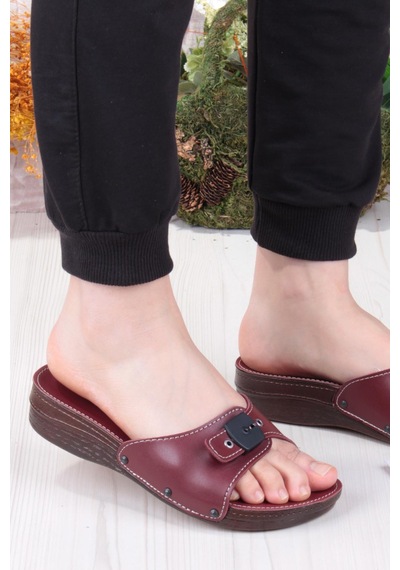 Pierre Cardin 7265 Anatomik Rahat Tokalı Kadın Terlik Bordo