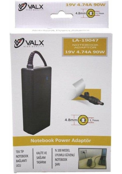 Valx La-19047 19Volt 4.74A 90W 4.8X1.7 MM Notebook Adaptör