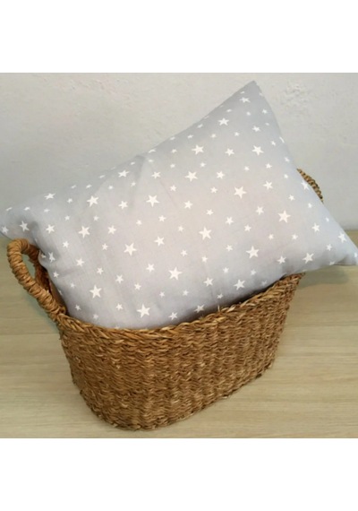 %100 Pamuklu Müslin Bebek Yastık Kılıfı 35x45 1 Adet Gri - Beyaz