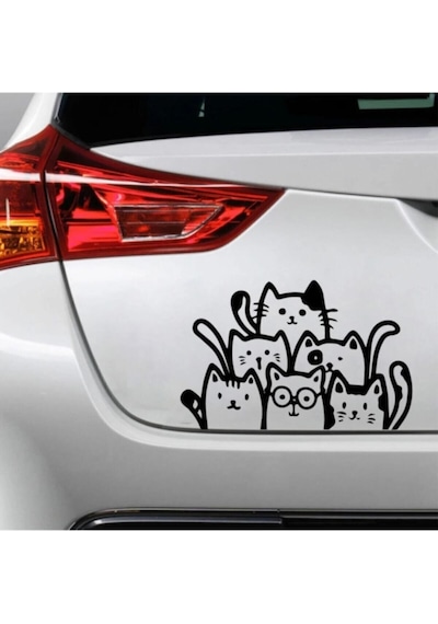 Çılgın Kediler 21x32 Cm Sticker Araba, Motorsiklet, Laptop, Cam, Kapı, Duvar Sticker