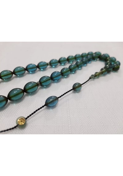 Bünyamin Barlak İmzalı Beyzi Kesim Ateş Kehribar Tesbih 8.5 x 11