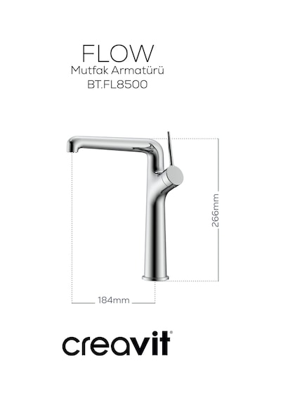 Creavit Flow Mutfak Armatürü Krom Bt.fl8500