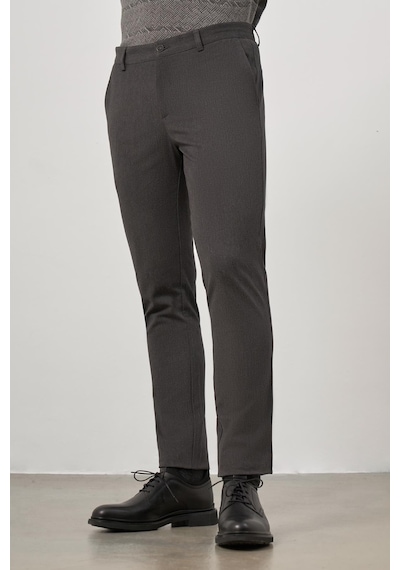 İmza Koyu Antrasit Düz Gabardin Slim Fit Casual Pantolon 1003245102 Koyu Antrasit