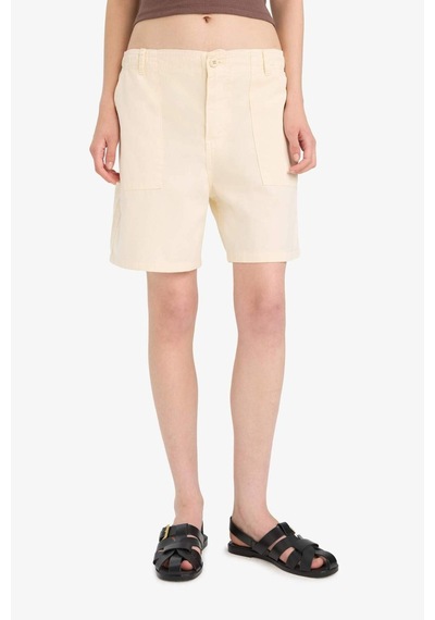 Defacto Coool Normal Bel Kısa Paça Gabardin Şort F3318ax25smer218 Ekru