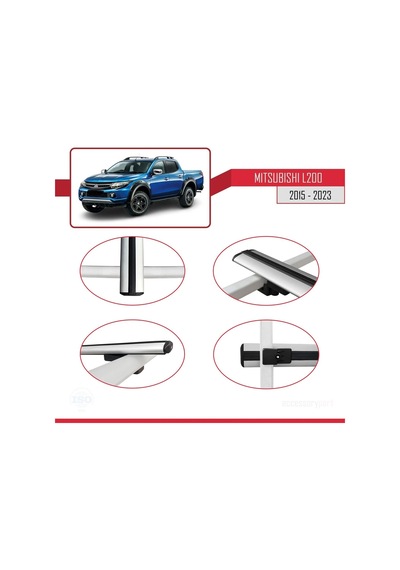 Mitsubishi L200 2015-2023 Arası İle Uyumlu Basic Model Ara Atkı Tavan Barı Gri 3 Adet