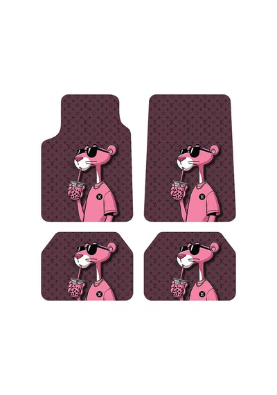 Oem Pink Panther Monogram Tasarımlı 4 Parça Üniversal Halı Paspas Seti