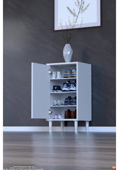 Bulut Ayakkabılık - Kapaklı 3 Raf 4 Bölmeli Dar Alanlar İçin Çok Amaçlı Dolap 50 Cm Beyaz Bulut Ayakkabılık - Kapaklı 3 Raf 4 Bölmeli Dar Alanlar İçin Çok Amaçlı Dolap 50 Cm Beyaz