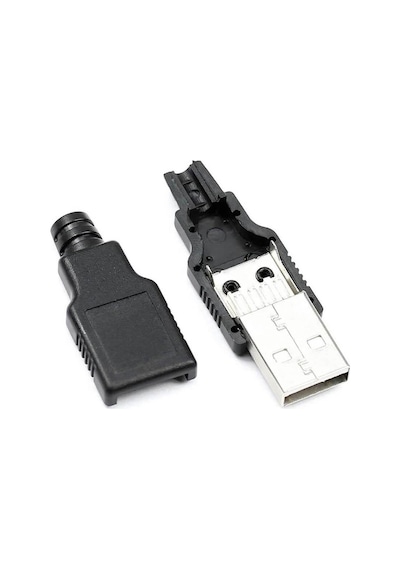 Koodmax Usb A Erkek Konnektör - Lehim Tipi - Plastik - Usb Erkek Soket - 10 Adet