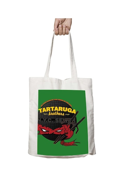 Art Hediye Tartaruga Brothers Teenage Mutant Ninja Turtles Raphael İki Tarafı Kalıcı Baskılı Yıkanabilir Çanta Çok Renkli