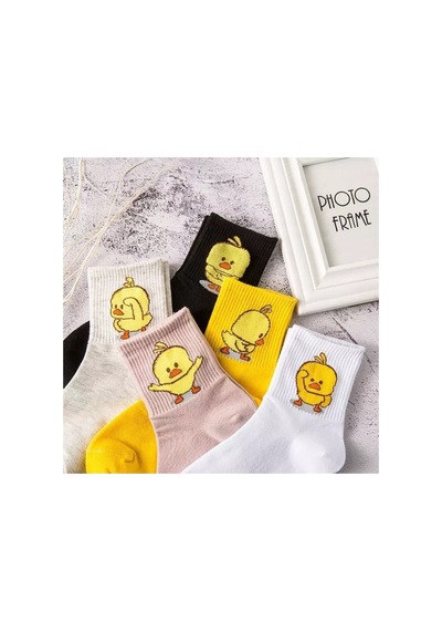 Worthy Socks 5 Çift Unisex Renkli Çeşitli Desenli Yıkamalı Civciv Kolej Tenis Çorap