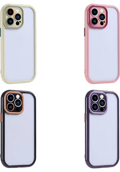 Apple Uyumlu iPhone 15 Pro Max Kılıf Kamera Korumalı Renkli Kenar Ve Çerçeve Tasarımlı Zore Vitamin Kapak- Siyah