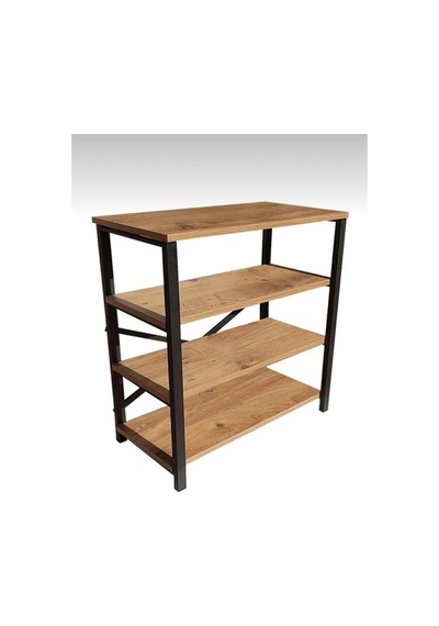 Dört Katli Çok Amaçli Raf Syah Profil Çam Sunta 72x30x72 Cm Siyah-çam